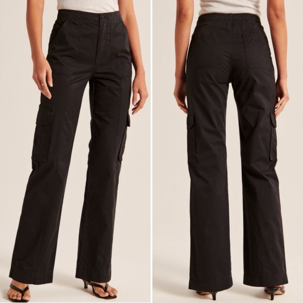 Abercrombie & Fitch Relaxed Cargo Pant Black Straight Leg Size 0/25